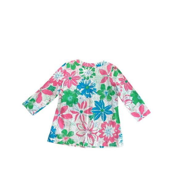 Talbots Women's Pink Anguilla Floral Print Lace Bib Tunic Top Size Medium - Picture 6 of 7